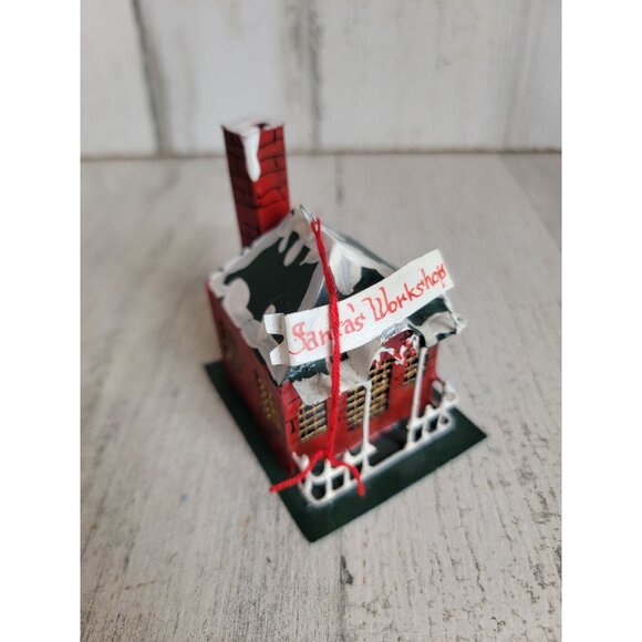 Santa's Workshop tin house building ornament Xmas - Picture 2 of 8